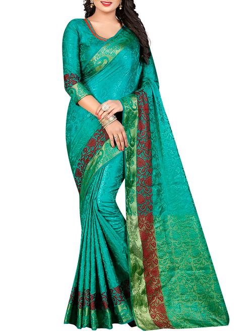 jacquard self design saree with blouse - 15386952 - Very Small Image - 1