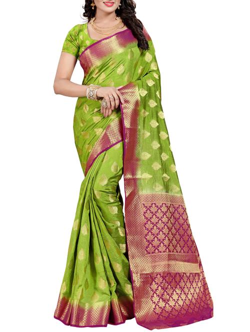 contrast pallu zari kanjivaram sare with blouse - 15386995 - Very Small Image - 1