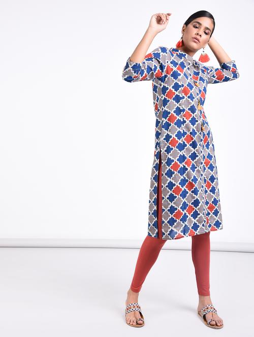 printed straight kurta - 15387242 - Very Small Image - 1