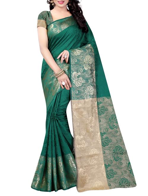 peacock jacquard woven saree with blouse - 15387428 - Very Small Image - 1