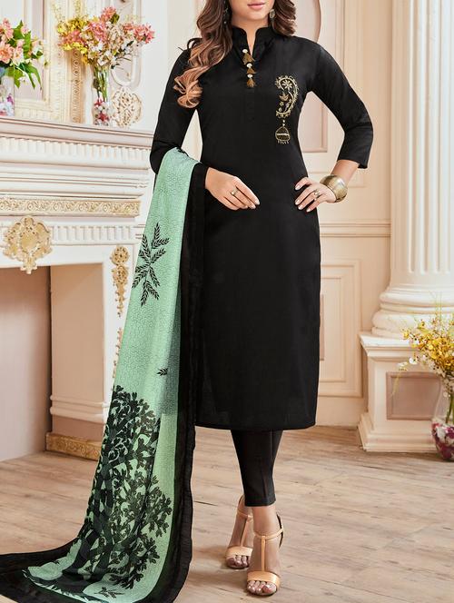 embellished semi-stitched straight pant suit - 15388433 - Very Small Image - 1