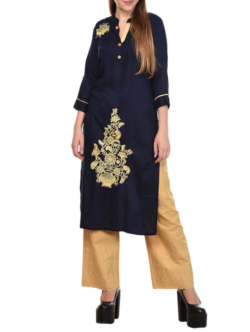 straight embroidered kurta - 15389650 - Very Small Image - 1