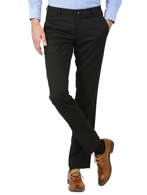black cotton flat front formal trouser - 15389778 - Very Small Image - 1