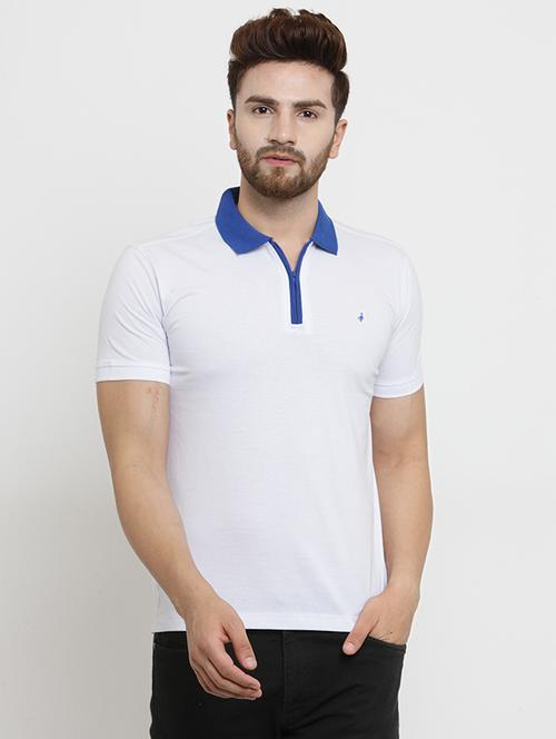 white cotton collared t-shirt - 15390038 - Very Small Image - 1
