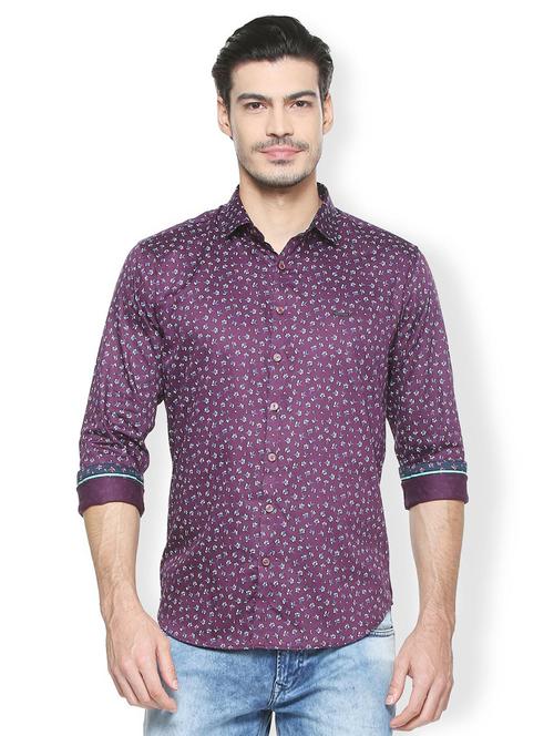 purple cotton casual shirt - 15391407 - Very Small Image - 1
