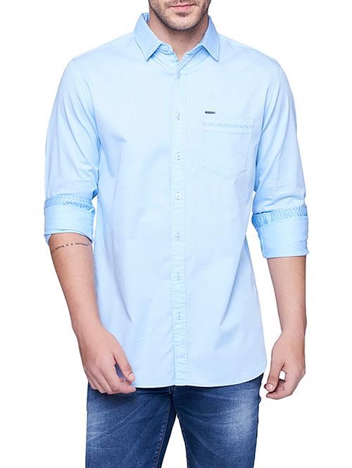 light blue cotton casual shirt - 15391959 - Very Small Image - 1