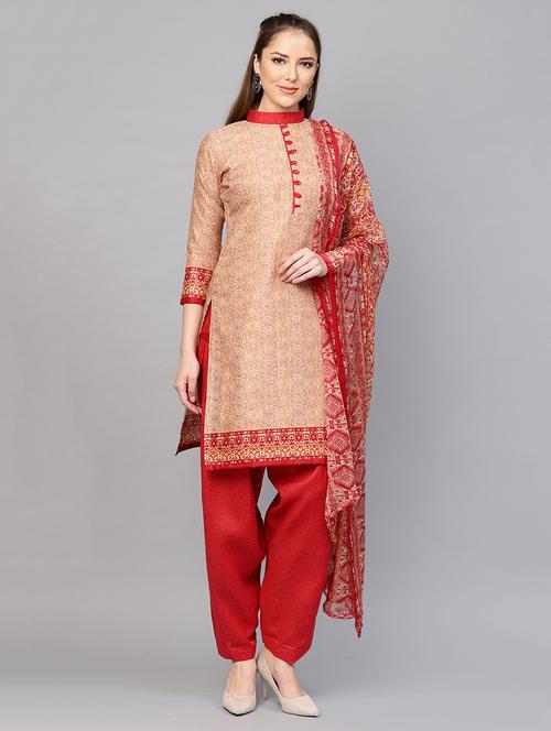 printed unstitched patiyala suit - 15392508 - Very Small Image - 1