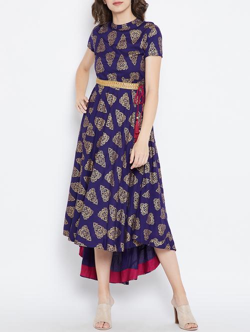 foil print fit and flare dress - 15393434 - Very Small Image - 1