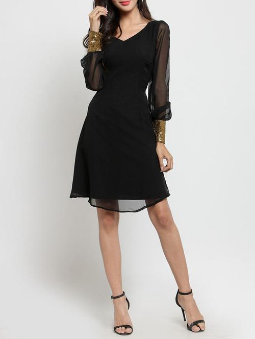 sequin cuff knee length dress - 15394155 - Very Small Image - 1