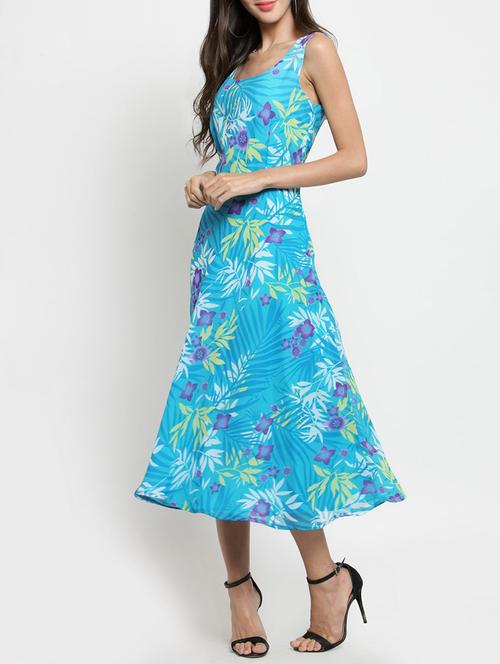 tropical print a-line midi dress - 15394157 - Very Small Image - 1