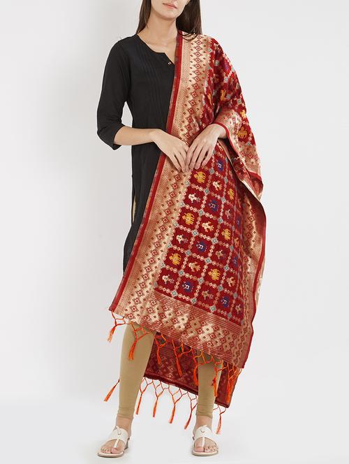 self design banarasi silk dupatta - 15395675 - Very Small Image - 1