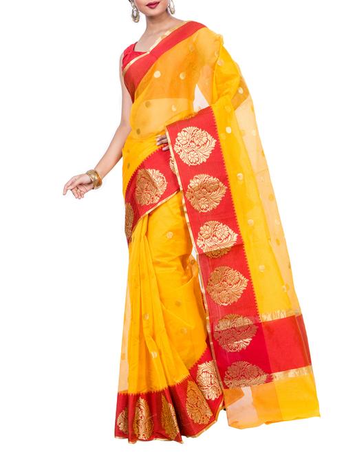 zari woven contrast border saree with blouse - 15398266 - Very Small Image - 1