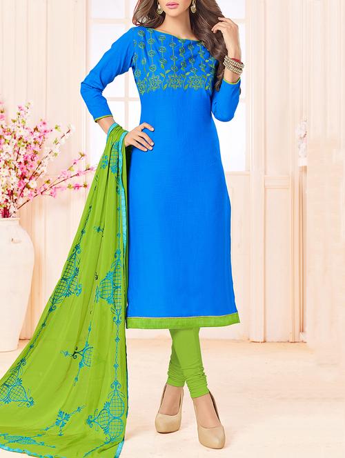 embroidered unstitched churidaar suit - 15398905 - Very Small Image - 1