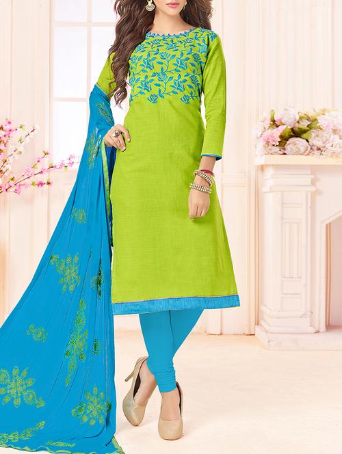 embroidered unstitched churidaar suit - 15398907 - Very Small Image - 1