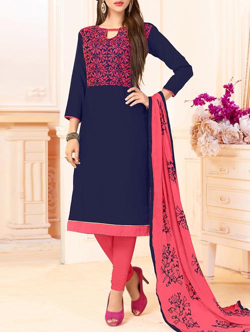 embroidered unstitched churidaar suit - 15398908 - Very Small Image - 1