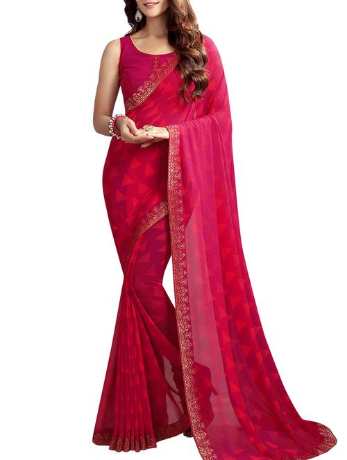 geometrical printed saree with blouse - 15398983 - Very Small Image - 1