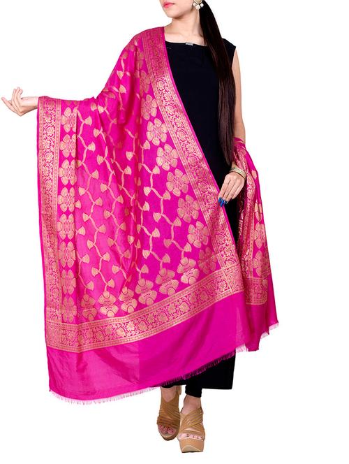magenta chanderi dupatta - 15399015 - Very Small Image - 1