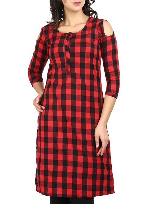 straight checks kurta - 15399436 - Very Small Image - 1