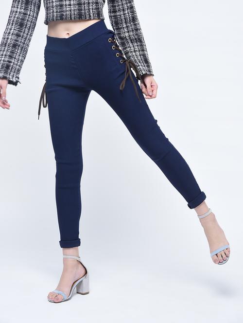 high waist eyelet lace-up jegging - 15399481 - Very Small Image - 1