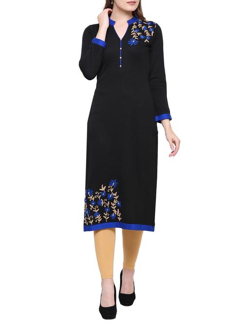 black wool woolen kurta - 15400125 - Very Small Image - 1