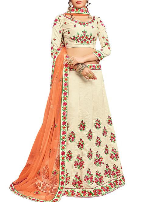 embroidered a-line lehenga - 15400206 - Very Small Image - 1
