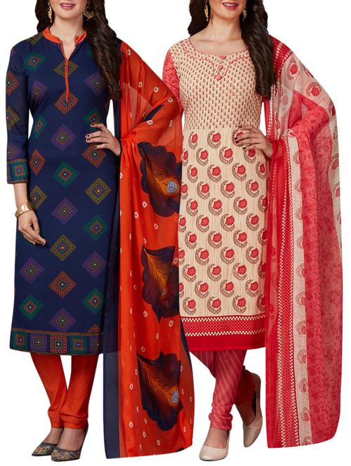 multi colored unstitched combo suit - 15400705 - Very Small Image - 1