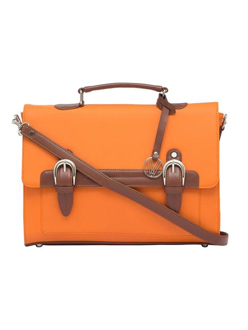 orange leatherette (pu) regular satchel - 15401394 - Very Small Image - 1