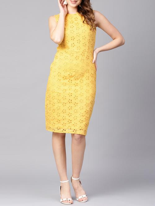 schiffli detail side pocket sheath dress - 15401518 - Very Small Image - 1