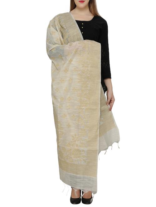 white cotton blend dupatta - 15401931 - Very Small Image - 1