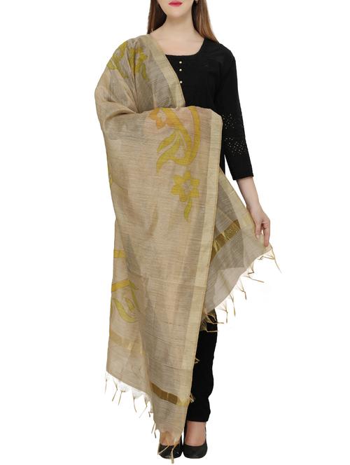 beige cotton blend dupatta - 15401944 - Very Small Image - 1