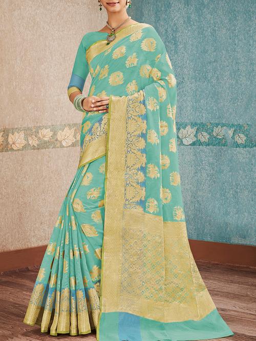 conversational zari woven banarasi saree with blouse - 15402226 - Very Small Image - 1