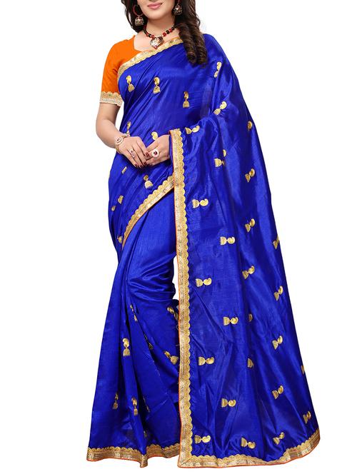 earrings embroidered lace border saree with blouse - 15402236 - Very Small Image - 1