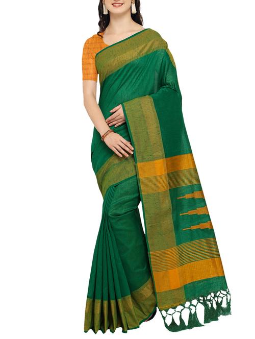 contrast geometrical bordered saree with tassels with blouse - 15402274 - Very Small Image - 1