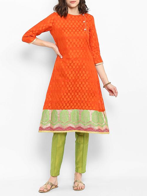 chanderi a-line kurta - 15406214 - Very Small Image - 1