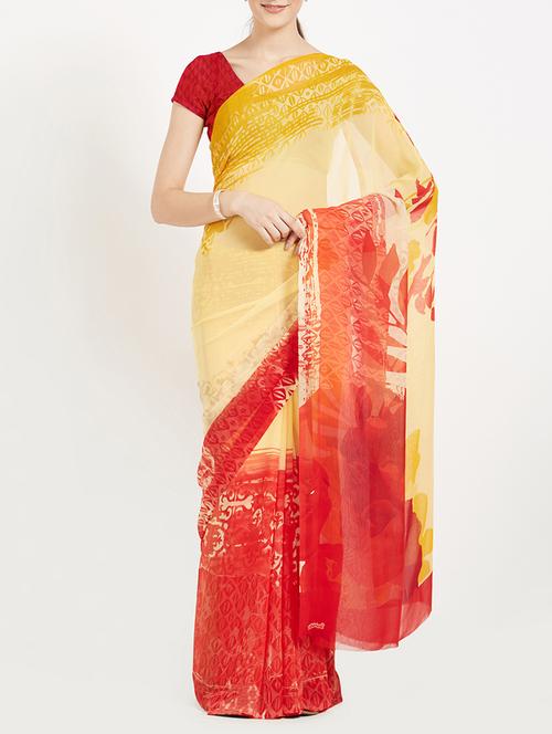 abstract printed saree with blouse - 15409973 - Very Small Image - 1