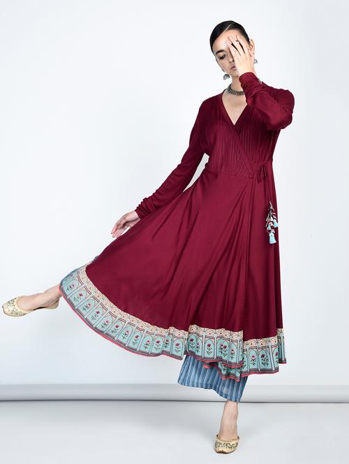 angrakha kurta with printed hemline - 15410479 - Very Small Image - 1
