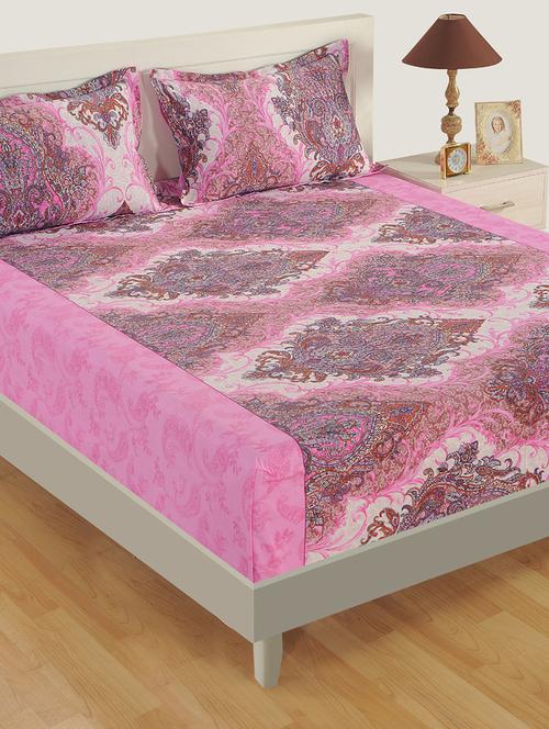 160 tc motifs print cotton single bed sheet with 1 pillow cover - 15411857 - Very Small Image - 1