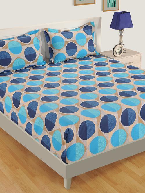160 tc geometrical print cotton single bed sheet with 1 pillow cover - 15411860 - Very Small Image - 1