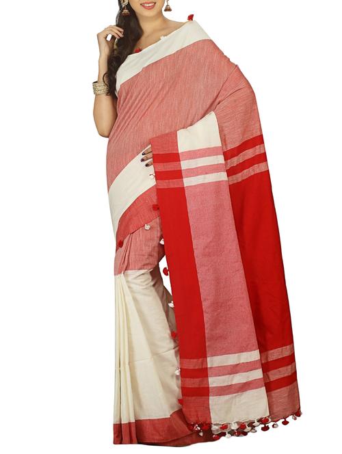 colour block tant saree with tassels with blouse - 15412253 - Very Small Image - 1
