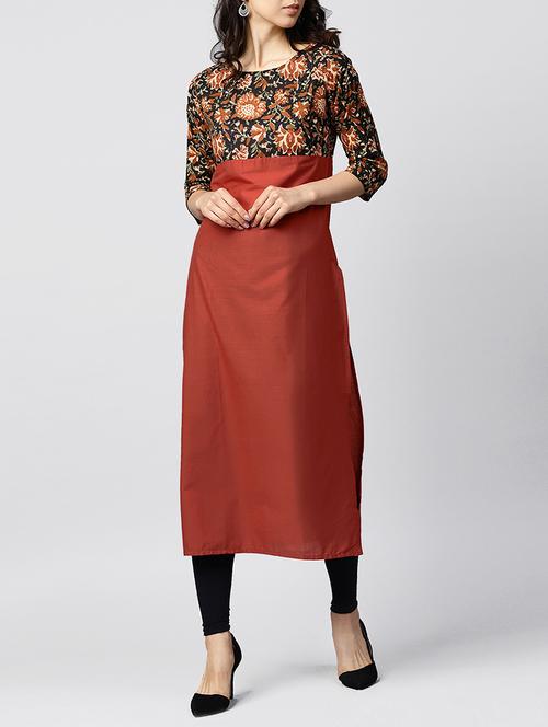 printed straight kurta - 15413004 - Very Small Image - 1