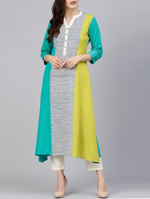 a-line color block kurta - 15413377 - Very Small Image - 1