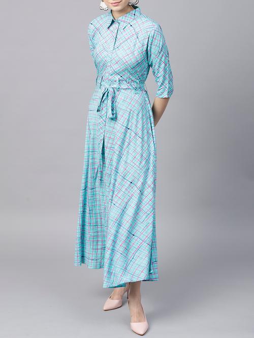 checkered belted maxi dress - 15413417 - Very Small Image - 1