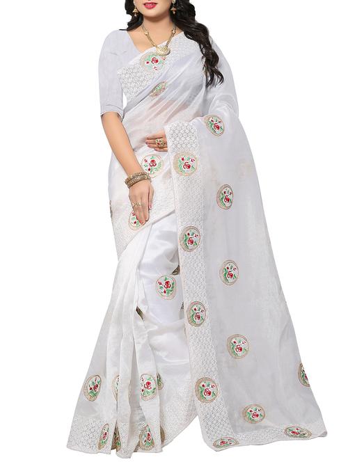 floral resham embroidered saree - 15414398 - Very Small Image - 1