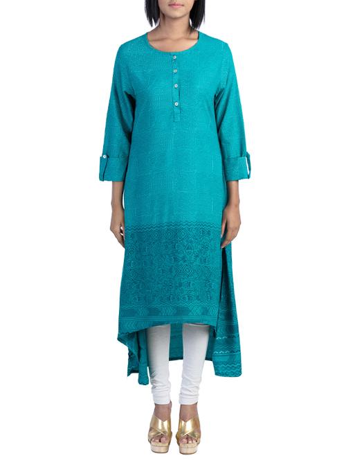 high low printed kurta - 15414525 - Very Small Image - 1