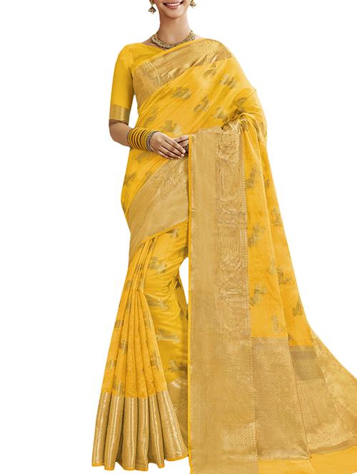 conversational zari banarasi saree with blouse - 15414555 - Very Small Image - 1