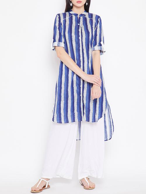 high low stripes kurta - 15414690 - Very Small Image - 1