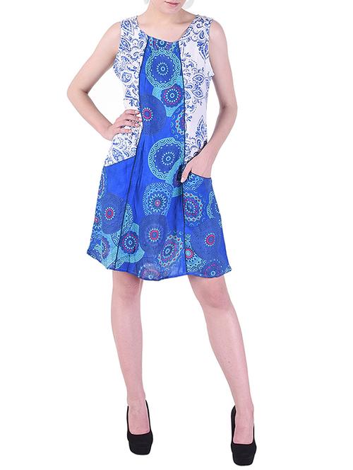 side pocket a-line printed dress - 15414772 - Very Small Image - 1