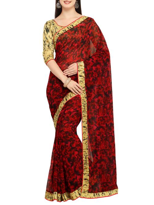 abstract printed saree with blouse - 15414859 - Very Small Image - 1