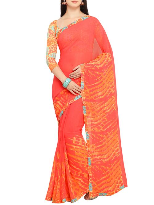 abstract printed saree with blouse - 15414892 - Very Small Image - 1