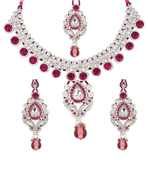 necklace, earrings & maangteeka set - 15415376 - Very Small Image - 1